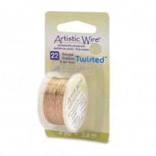 22ga Twisted Artistic Wire Dispenser Pack - Anti-Tarnish Brass - 4yd (3.6m)