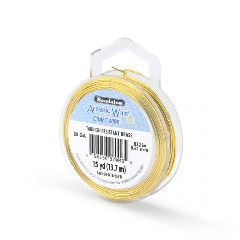 20ga (.81mm) Artistic Craft Wire - Anti-Tarnish Brass - 15yd (13.7m) 20ga (.81mm) Artistic Craft Wire - Anti-Tarnish Brass - 15yd (13.7m)