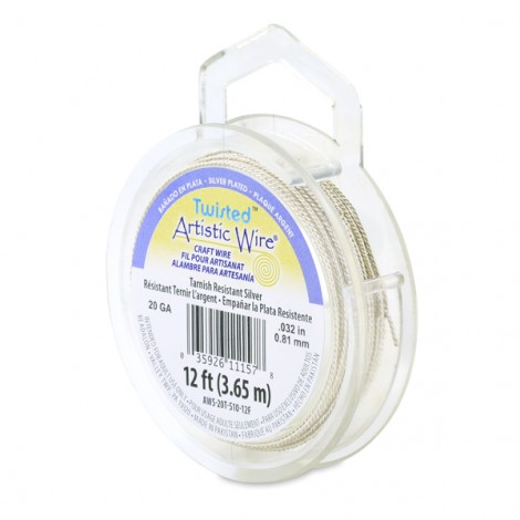 20ga Twisted Artistic Craft  Wire - Tarnish Resistant Silver (3.65m)