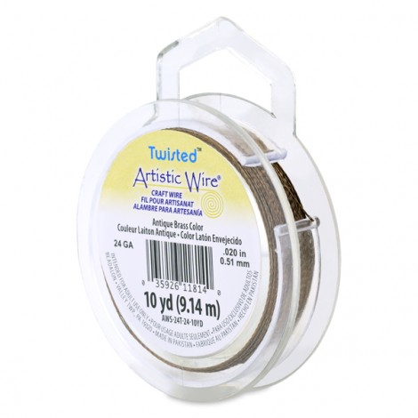 24ga Twisted Artistic Craft Wire - Antique Brass (9.14m)