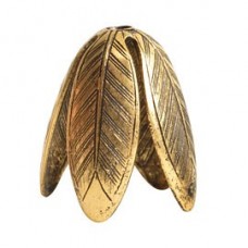14x19mm Nunn Design Grande Leaf Beadcap - Antique 24K Gold Plated