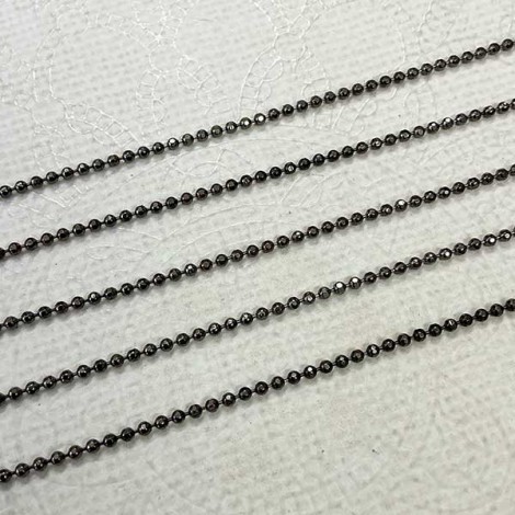 1.5mm Gunmetal Plated Faceted Ball Chain - Per Metre