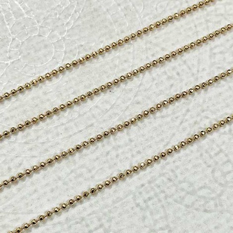 1mm 24Kt Gold Plated Faceted Ball Chain - Per Metre 1mm 24Kt Gold Plated Faceted Ball Chain - Per Metre