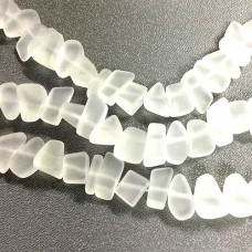 15x10mm Cultured Sea Glass Pebbles - Crystal - Per Strand (app 30 beads)