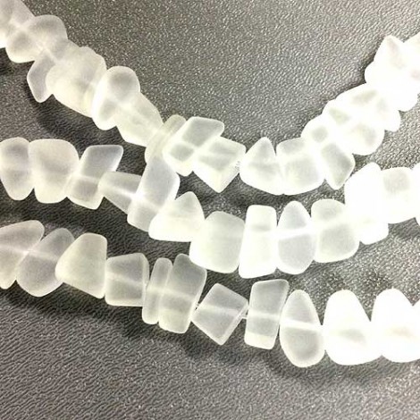 15x10mm Cultured Sea Glass Pebbles - Crystal - Per Strand (app 30 beads)