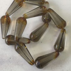 20x9mm Czech Faceted Dangle Drops - Pale Grey with Picasso Finish - Pack of 2