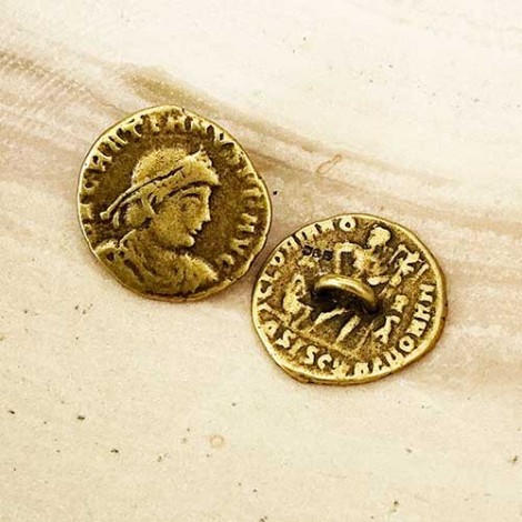 17mm Roman Coin Buttons - Antique Brass - Each 17mm Roman Coin Buttons - Antique Brass - Each