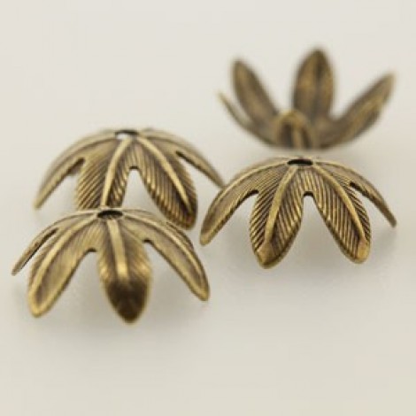 10mm Vintage Look Brass Flower Beadcaps - per pr