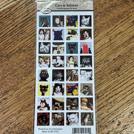 7/8" (23mm) Cats & Kittens Designer Collage Paper - 32 images