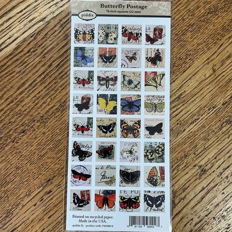 7/8" (23mm) Butterfly Postage Designer Collage Paper -32 images 7/8" (23mm) Butterfly Postage Designer Collage Paper -32 images