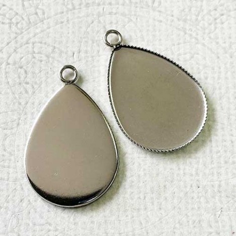 18x25mm ID Stainless Steel Teardrop Bezel Setting Drop - Pack of 2