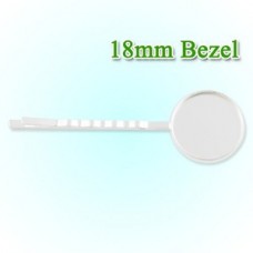 18mm ID Silver Plated Round Bezel Hairclip - Pack of 2