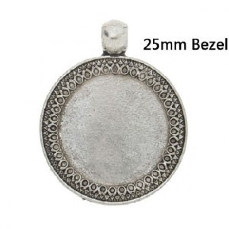 20mm ID Ant Silver Round Cabochon Bezel Pendants - Pack of 2 20mm ID Ant Silver Round Cabochon Bezel Pendants - Pack of 2