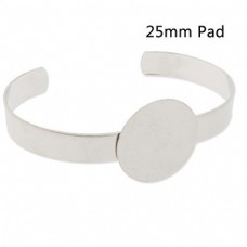 25mm Flat Pad Adjustable Silver Plated Bracelet Cuff