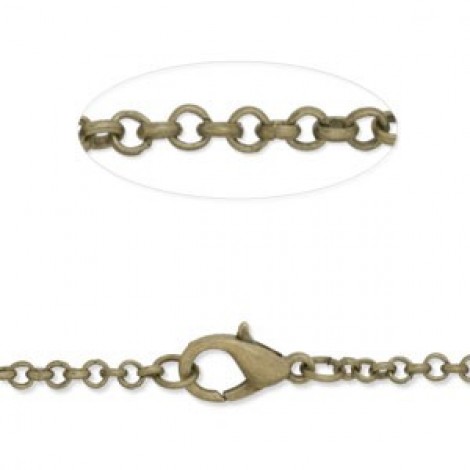 3mm 50cm Antique Bronze Plated Rollo Necklaces