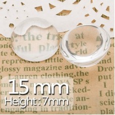 15mm Clear Glass Round Cabochons - 7mm Height - Pack of 100
