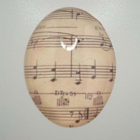 40x30mm Glass Cabochon w/Music sheet - Each