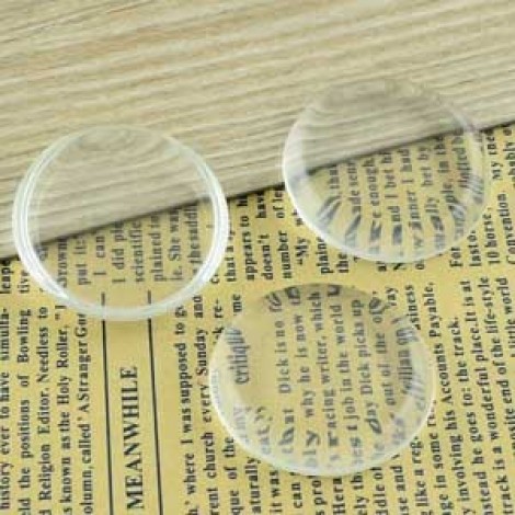 35mm x 6.5mm Clear Round Glass Cabochons - Pack of 5
