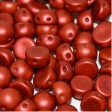 6mm Czech 2-Hole Cabochons - Lava Red