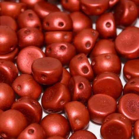 6mm Czech 2-Hole Cabochons - Lava Red - Pack of 33