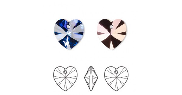 14mm Swarovski 6228 Crystal Hearts - Heliotrope - Each | Crystal