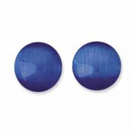8mm Round Disk Cats Eye Beads - Royal Blue