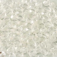4mm Czech Fire Polished Round Beads - Crystal Clear - Pack of 50