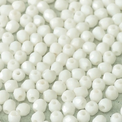 4mm Czech Firepolish Beads - Chalk White - Pack of 50