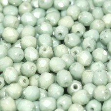 4mm Czech Firepolish Beads - Chalk White Mint Luster - Pack of 50