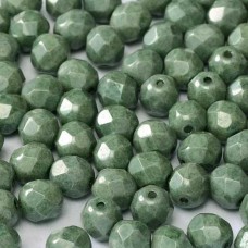 4mm Czech Firepolish Beads - Chalk White Teal Luster - Pack of 50