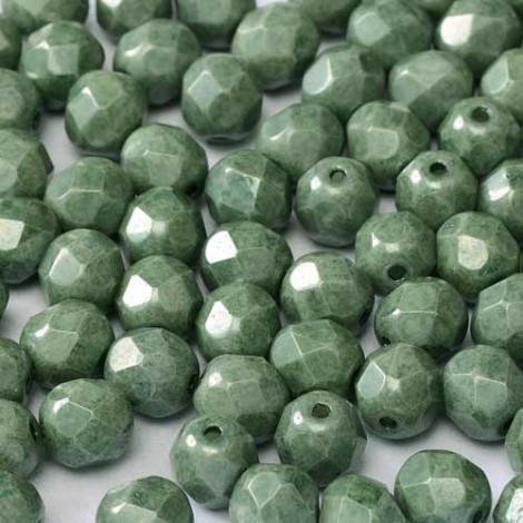 4mm Czech Firepolish Beads - Chalk White Teal Luster - Pack of 50 4mm Czech Firepolish Beads - Chalk White Teal Luster - Pack of 50
