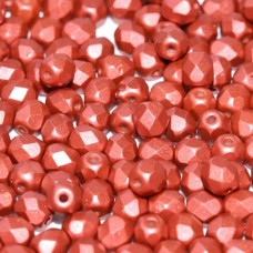 4mm Czech Firepolish Beads - Alabaster Metallic Red
