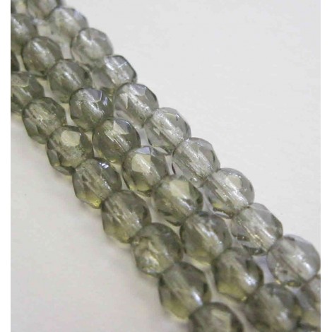 4mm Czech Firepolish Beads - Black Diamond - Pack of 50