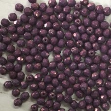 4mm Czech Firepolish Beads - Lustre Opaque Amethyst - Pack of 50