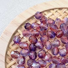 6mm Czech Firepolish Glass Beads - Dual Coat Amethyst-Fuchsia - Pack of 20