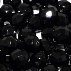 10mm Czech Firepolish Round Beads - Jet - Pack of 10
