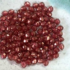 4mm Czech Firepolish Beads - Luster Coated Light Amethyst - Pack of 50