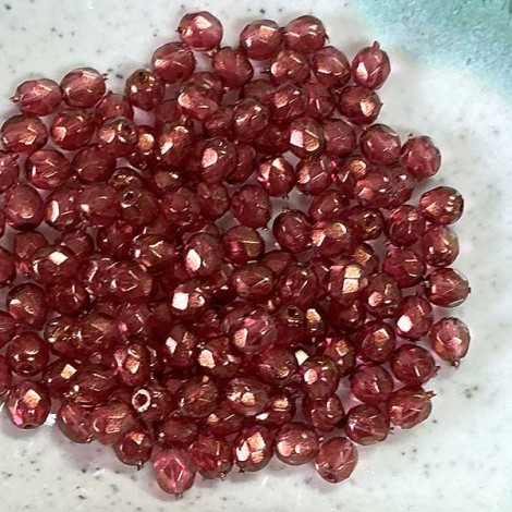 4mm Czech Firepolish Beads - Luster Coated Light Amethyst - Pack of 50