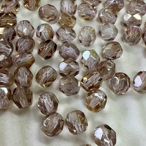6mm Czech Firepolish Round Beads - Twilight Light Amethyst - Pack of 20