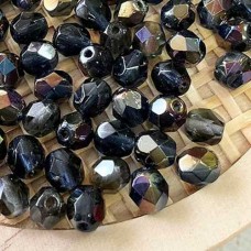 6mm Czech Firepolish Round Beads - Twilight Montana - Pack of 20