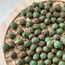 6mm Czech Firepolish Beads - Stone Picasso-Turquoise - Pack of 20