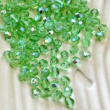 6mm Peridot AB Glass Fire-Polished Beads - Pack of 20