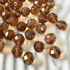 8mm Czech Fire Polished Beads - Smoky Topaz - Pack of 20