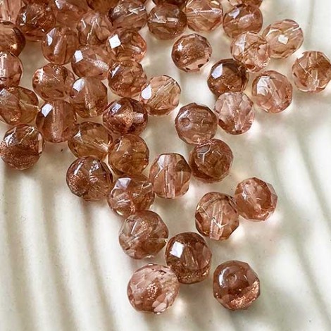 8mm Czech Fire Polish Beads - Rose Aventurine - Pack of 20 8mm Czech Fire Polish Beads - Rose Aventurine - Pack of 20
