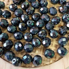 8mm Czech Firepolish Beads - Nebula Jet - Pack of 20