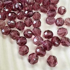 8mm Czech Fire Polished Beads - Mid Amethyst - Pack of 20