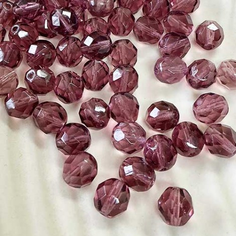 8mm Czech Fire Polished Beads - Mid Amethyst - Pack of 20 8mm Czech Fire Polished Beads - Mid Amethyst - Pack of 20