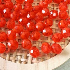 8mm Czech Firepolish Beads - Opal Siam Ruby- Pack of 20