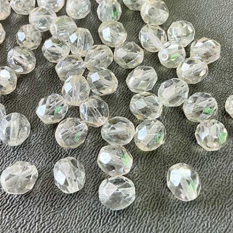 8mm Czech Firepolish Beads - Luster Crystal - Pack of 20