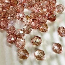 8mm Lumi Pink Czech Fire Polished Beads - Pack of 20